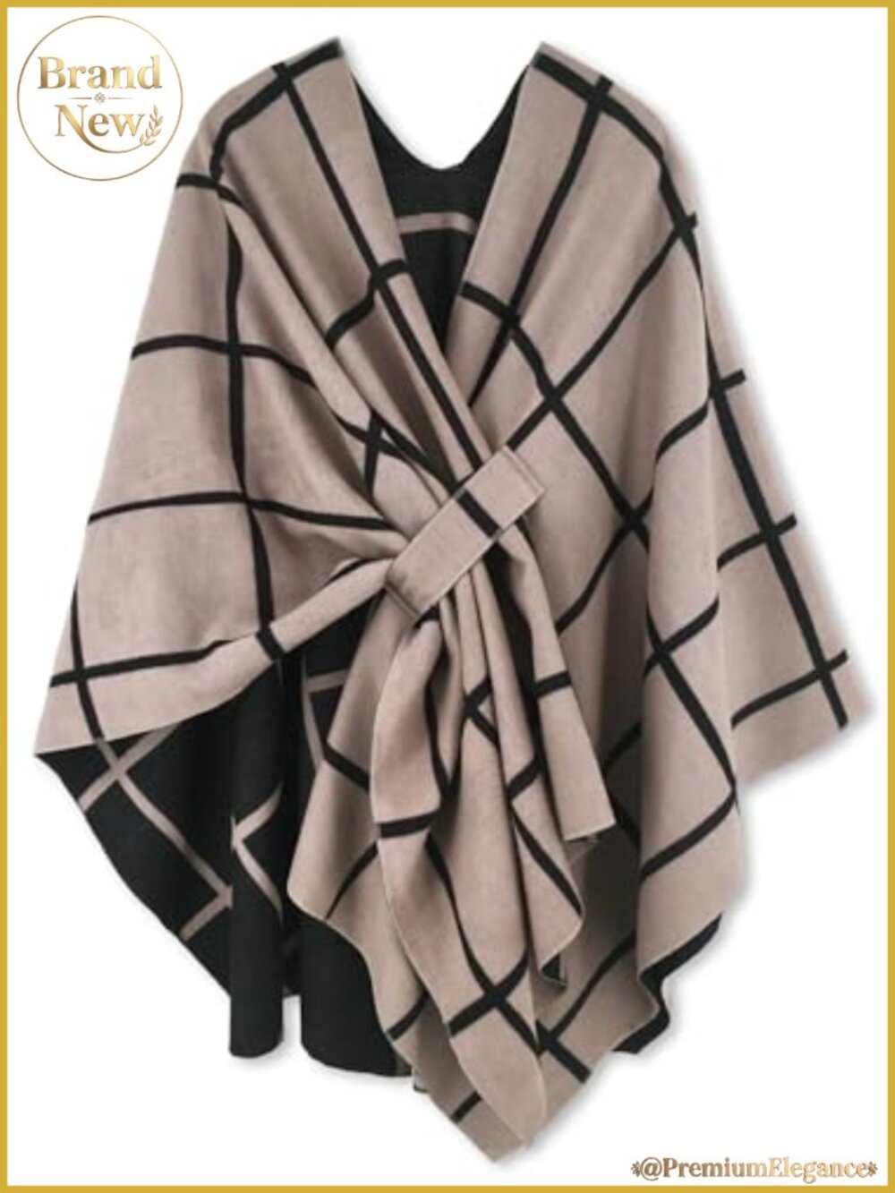 Woven Poncho Shawl Wrap Open Front Cardigan One Size L-2XL